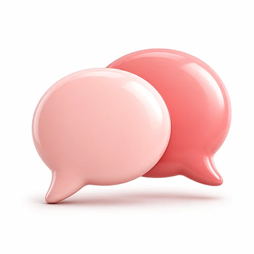 Two overlapping glossy blush speech bubbles