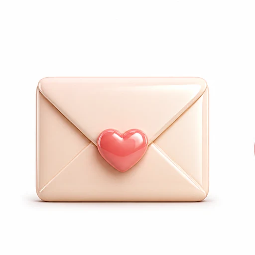 A glossy envelope closed with a heart seal